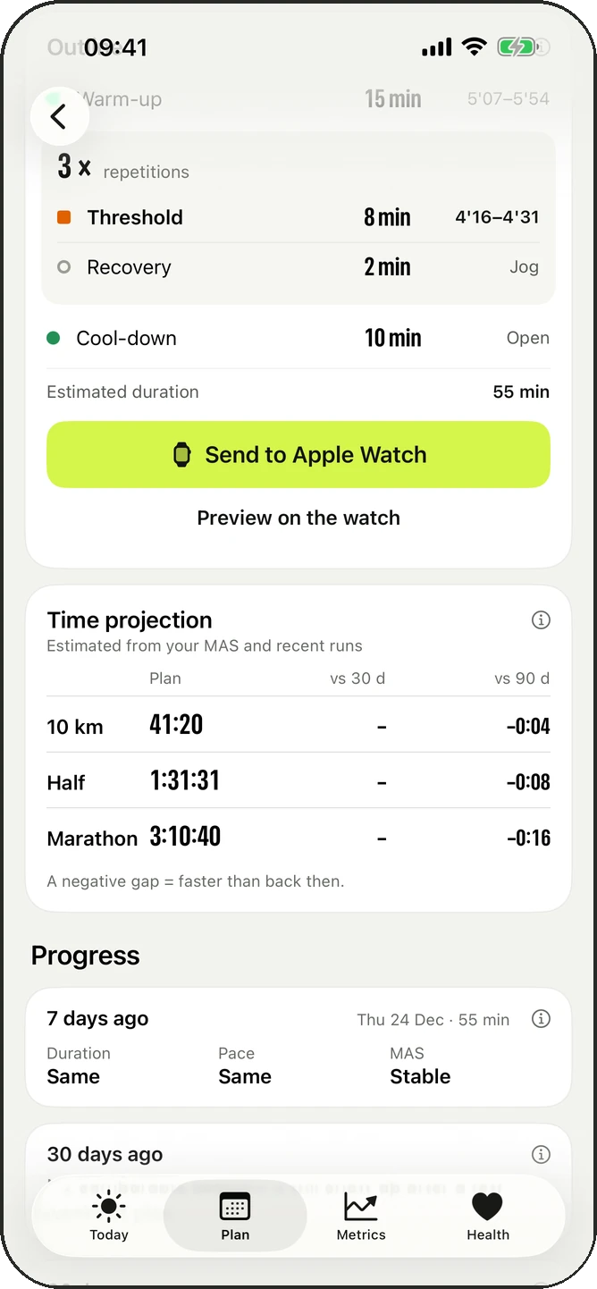 Sending the session to the Apple Watch