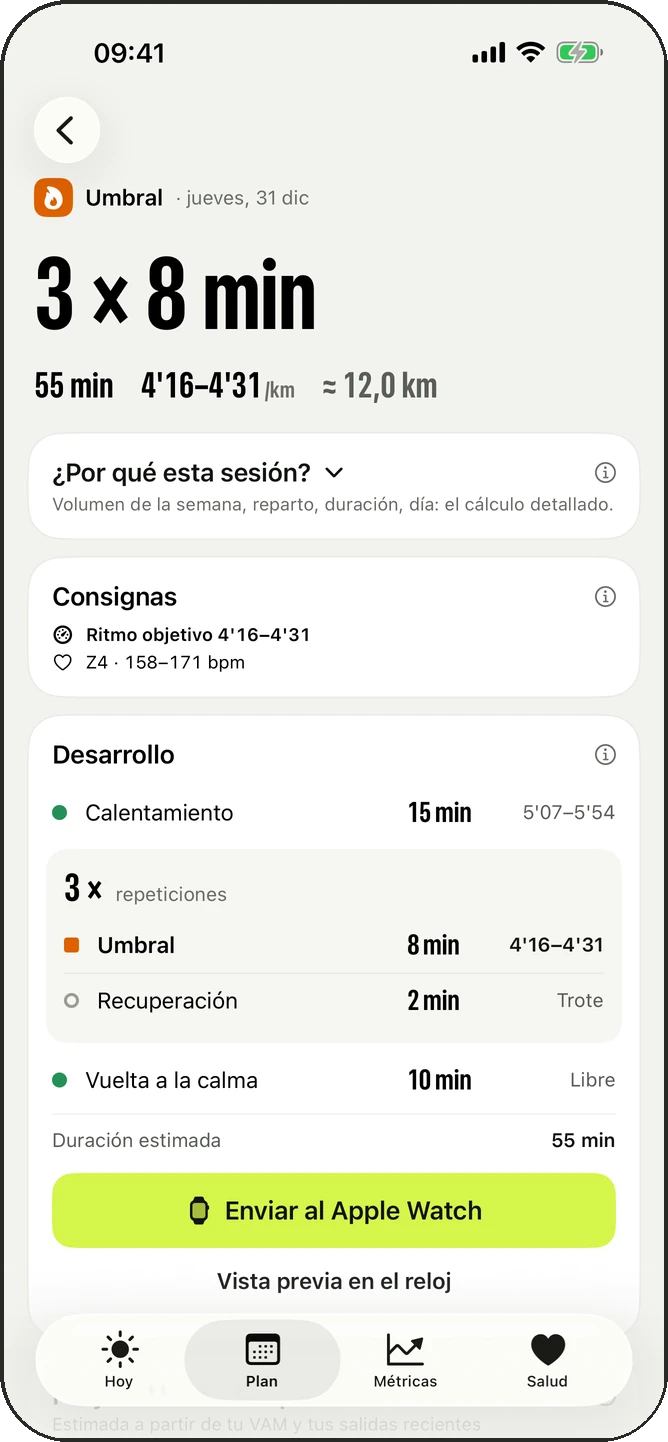 Detalle de una sesión: desarrollo y consignas